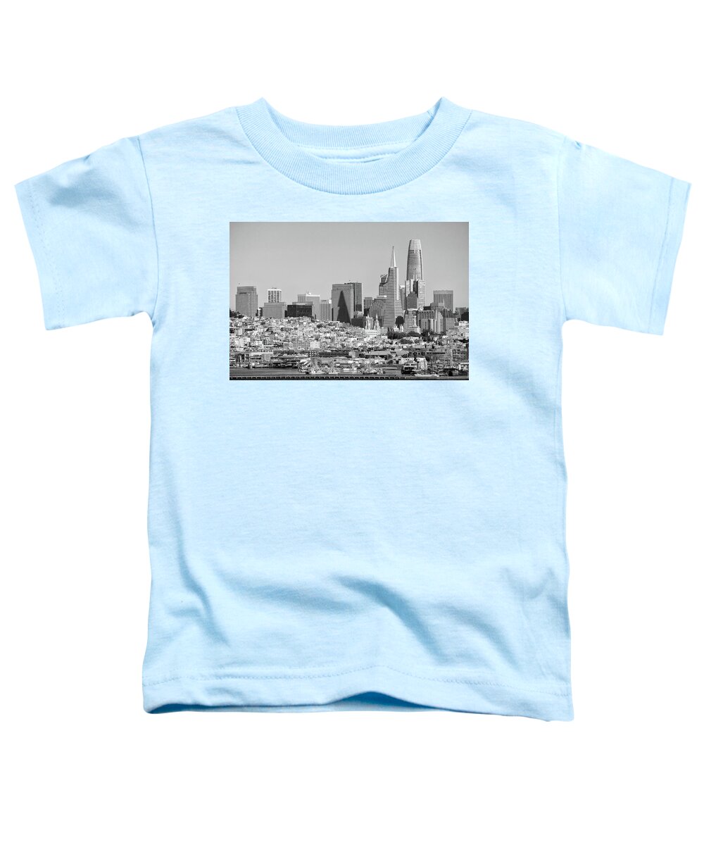 San Francisco Toddler T-Shirt featuring the photograph San Francisco Skyline at Golden Hour Black and White by Shawn O'Brien