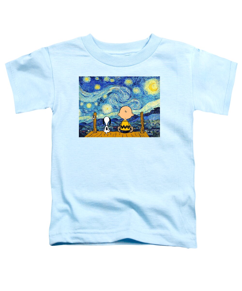 Snoopy And Charlie Toddler T-Shirt featuring the digital art Snoopy and Charlie by Linyan Chen