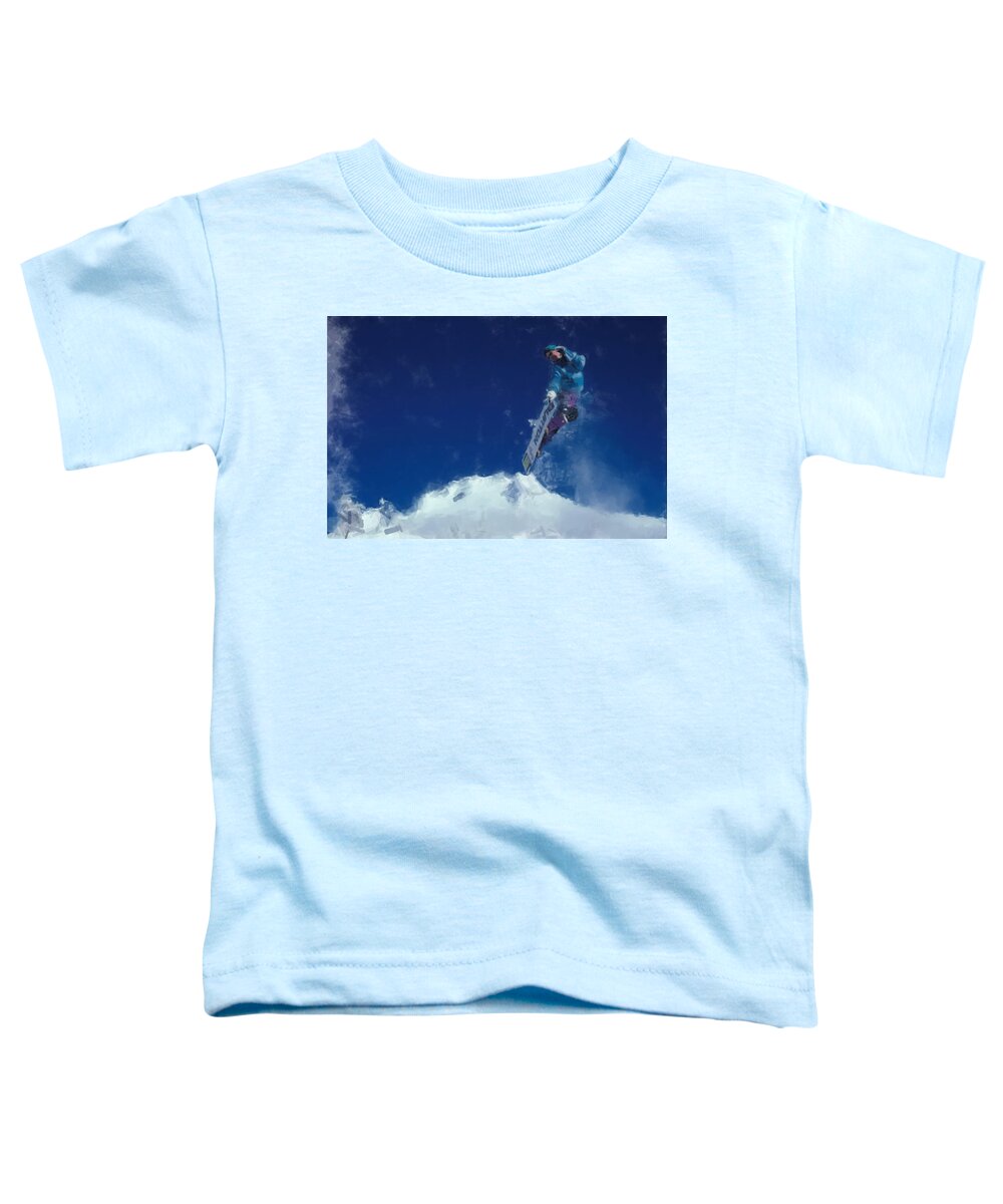 Burton Toddler T-Shirt featuring the painting Snowboarder by Gary Arnold