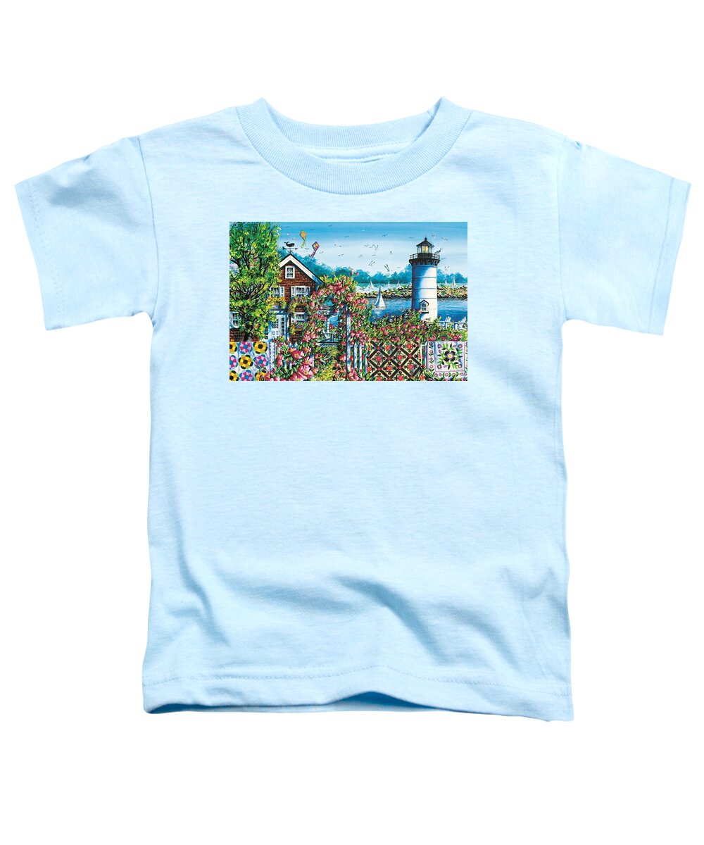 Summer Toddler T-Shirt featuring the painting Summer Rose Harbor by Diane Phalen