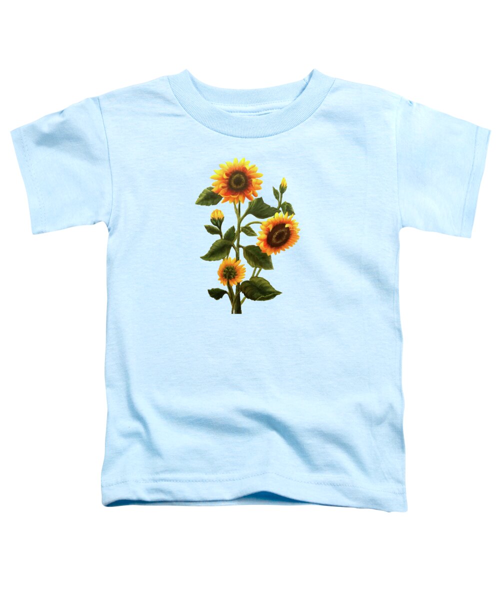 Portrait Toddler T-Shirt featuring the painting Sunflowers on Blue by Sarah Irland