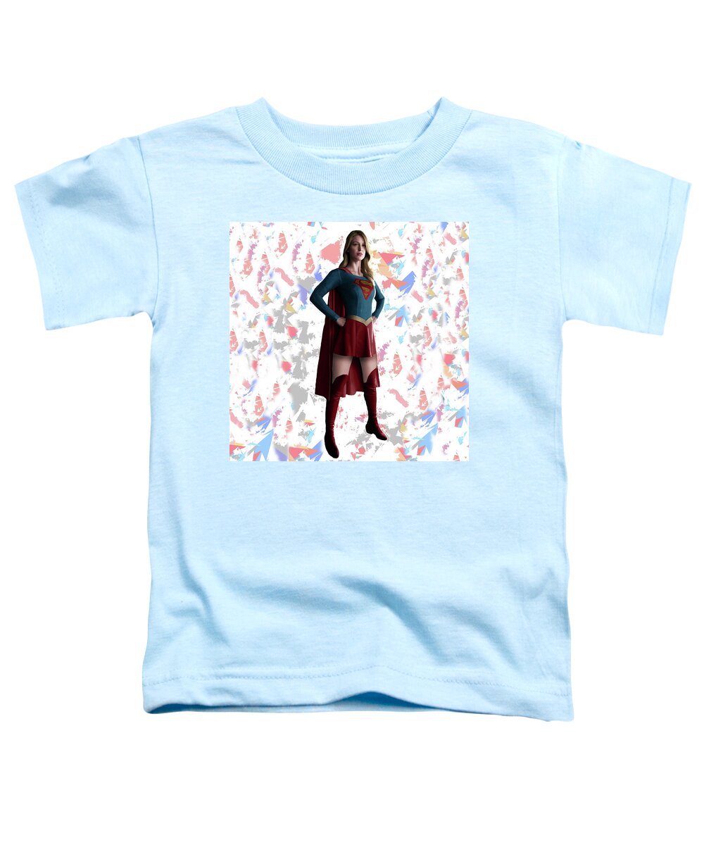 Supergirl Toddler T-Shirt featuring the mixed media Supergirl Splash Super Hero Series by Movie Poster Prints
