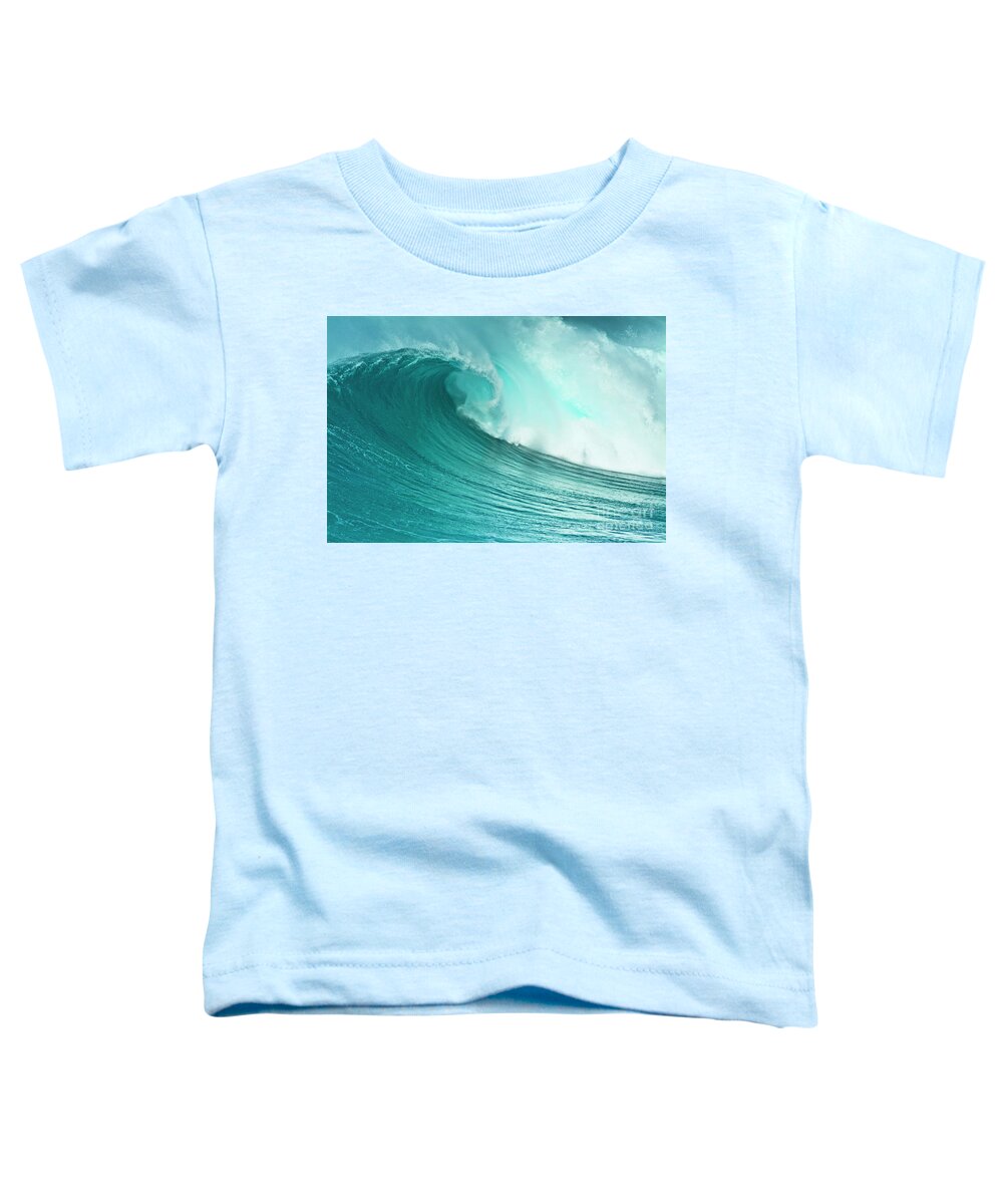 Waves Toddler T-Shirt featuring the photograph Surf wave curl pipe, Algarve, Portugal by Neale And Judith Clark
