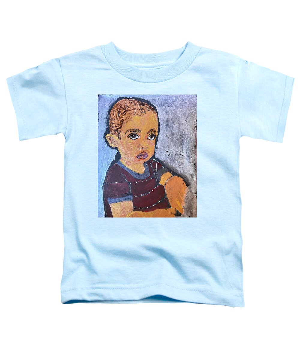 African-american Toddler T-Shirt featuring the painting African-american Boy Sorrow by Melody Fowler