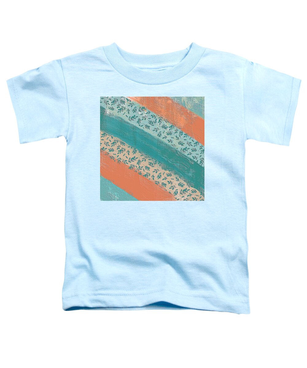Pattern Toddler T-Shirt featuring the digital art Teal and Peach Diagonal by Bonnie Bruno