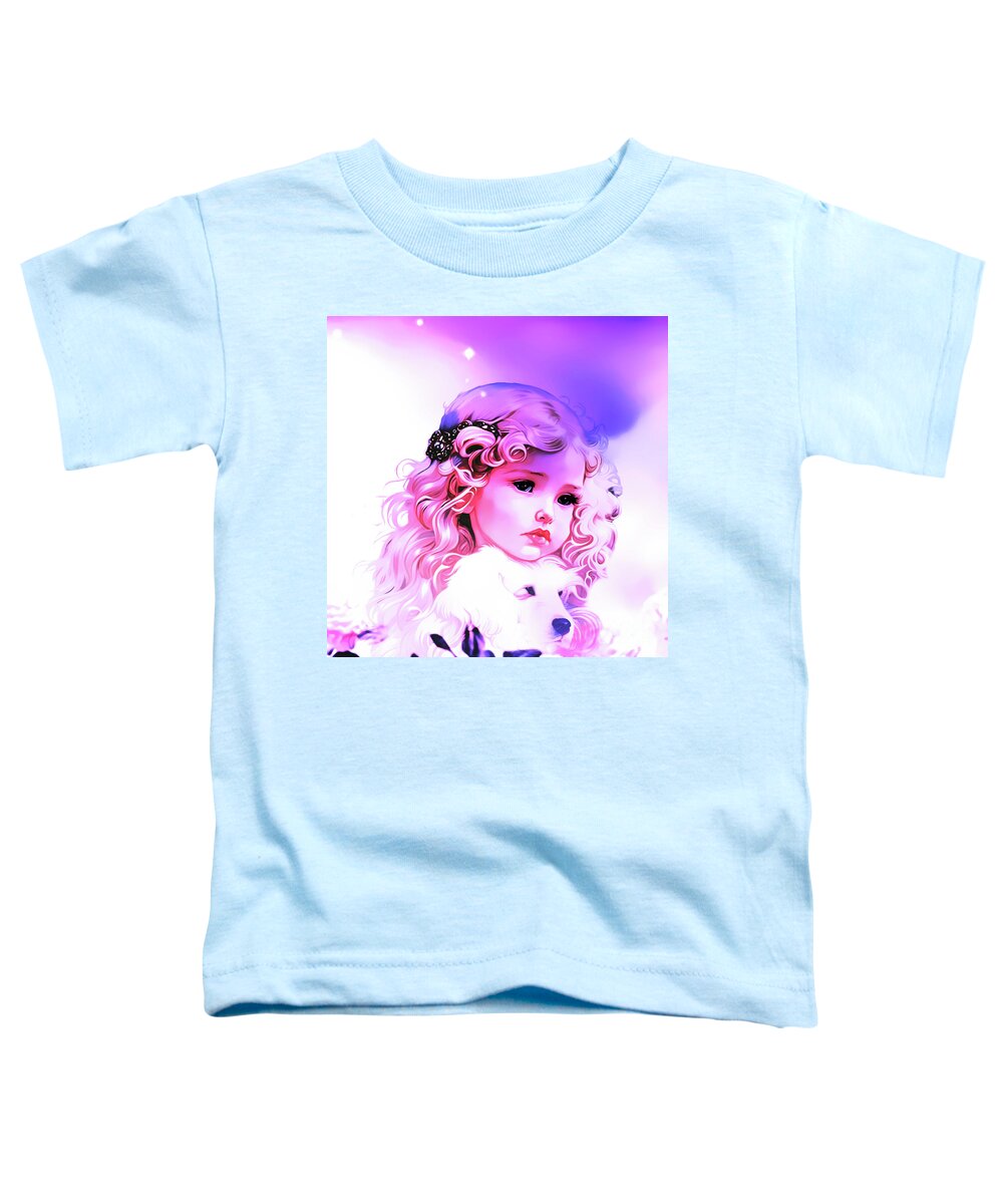 Young Girl Toddler T-Shirt featuring the digital art The Darling Dog Lover by Eddie Eastwood
