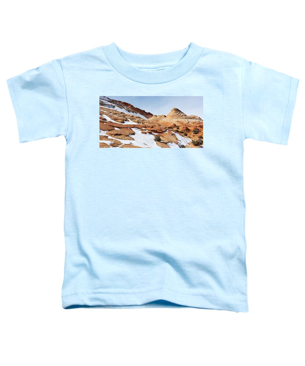 White Toddler T-Shirt featuring the photograph The Desert Wears White - Coyote Buttes by Bonny Puckett