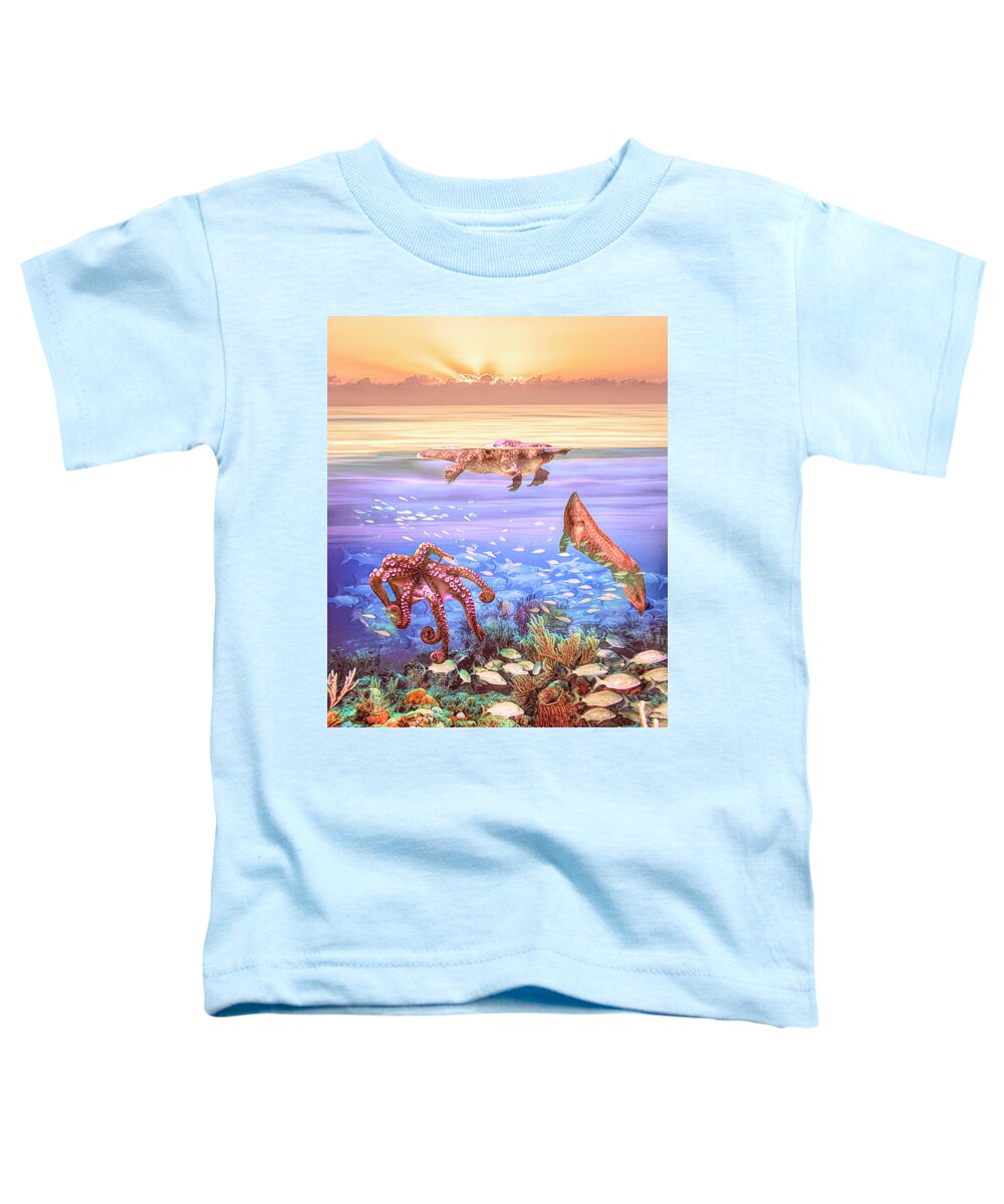 Clouds Toddler T-Shirt featuring the photograph The Octopus, the Platypus, and the Lungfish Underwater Colors by Debra and Dave Vanderlaan