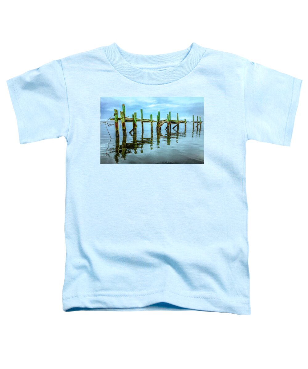 Boats Toddler T-Shirt featuring the photograph The Old Wooden Docks by Debra and Dave Vanderlaan