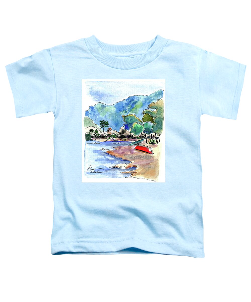 Boats Toddler T-Shirt featuring the painting The Peloponnese by Adele Bower