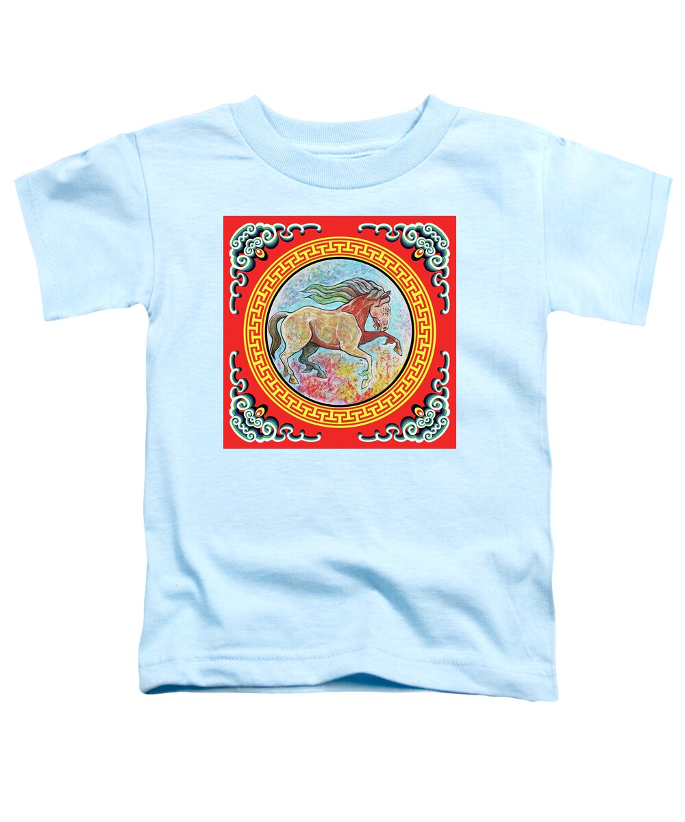The Year Of The Horse Toddler T-Shirt featuring the painting The Year of the Horse by Tom Dashnyam Otgontugs