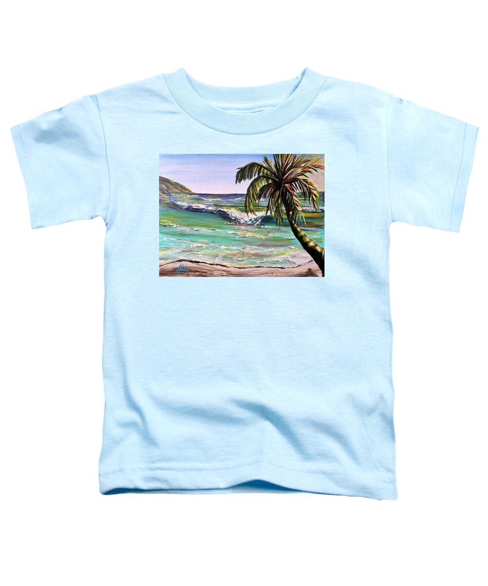 Palm Toddler T-Shirt featuring the painting Turquoise Bay by Kelly Smith