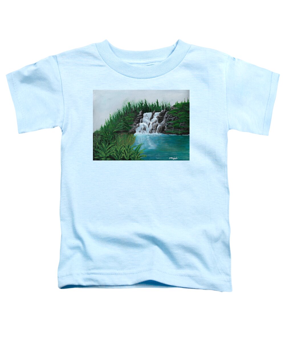 Waterfall Toddler T-Shirt featuring the painting Waterfall On Ridge by David Bigelow