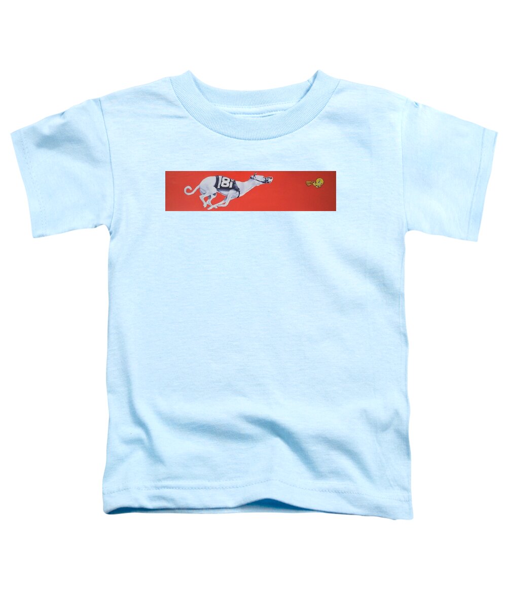 Greyhound Toddler T-Shirt featuring the painting What I Saw At The Race Track by Jean Cormier