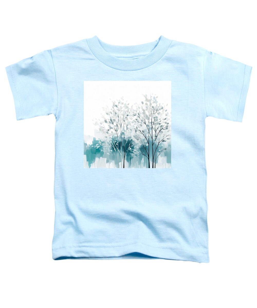 Blue Toddler T-Shirt featuring the painting Winter Leaves by Lourry Legarde
