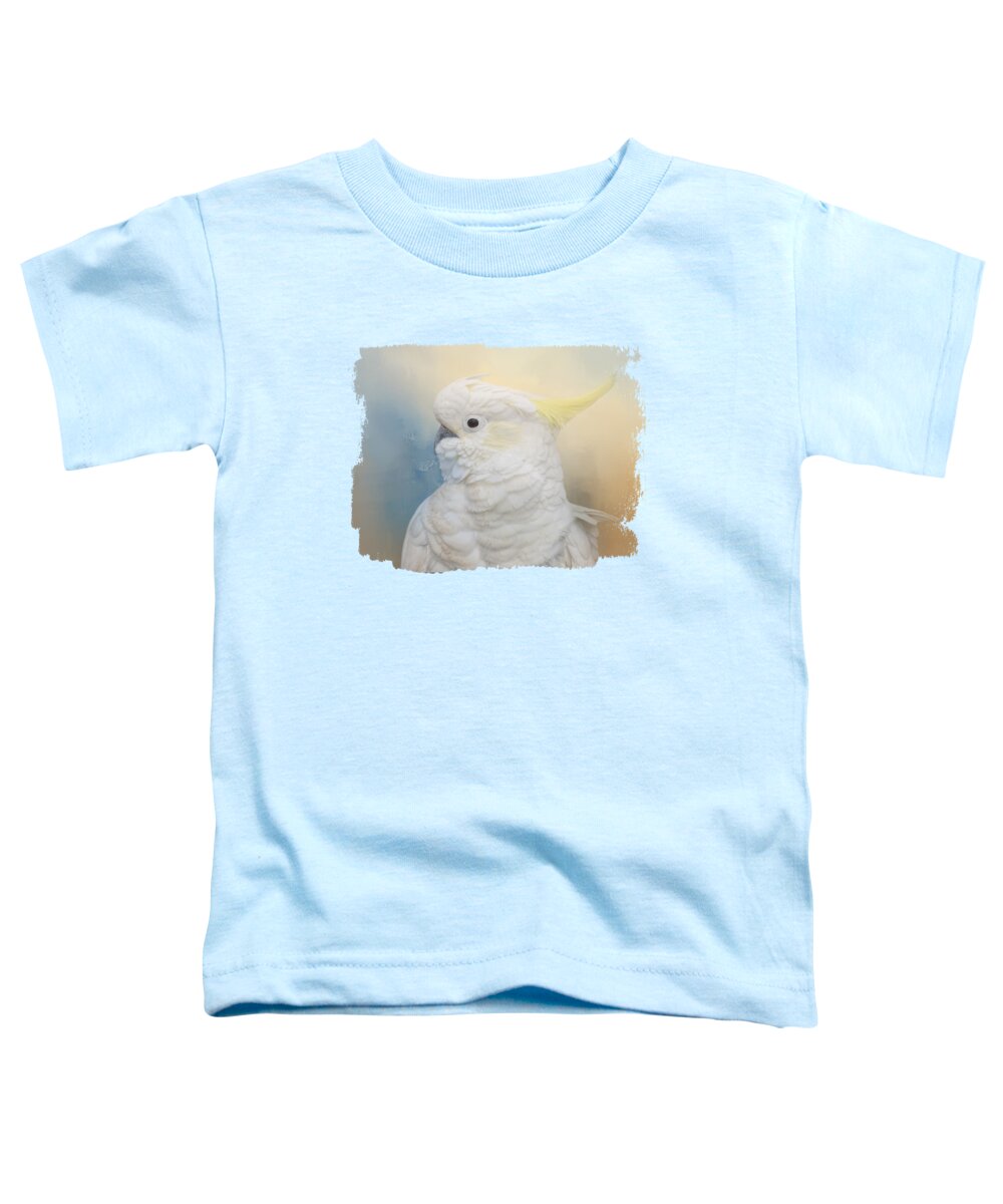 Cockatoo Toddler T-Shirt featuring the mixed media Yellow Crested Cockatoo 02 by Elisabeth Lucas
