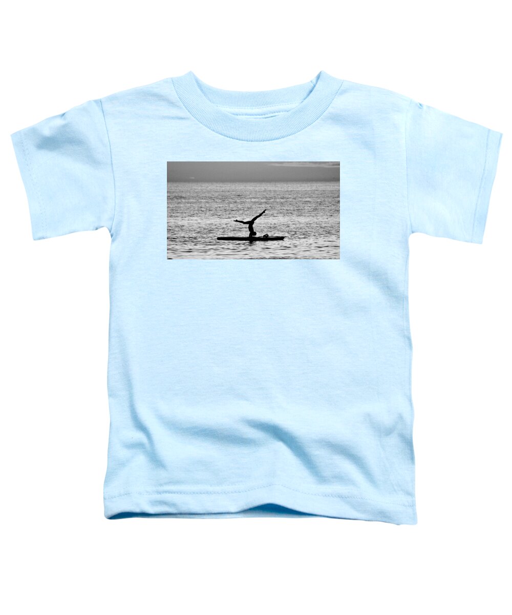 Black And White Toddler T-Shirt featuring the photograph Yoga board by Donn Ingemie