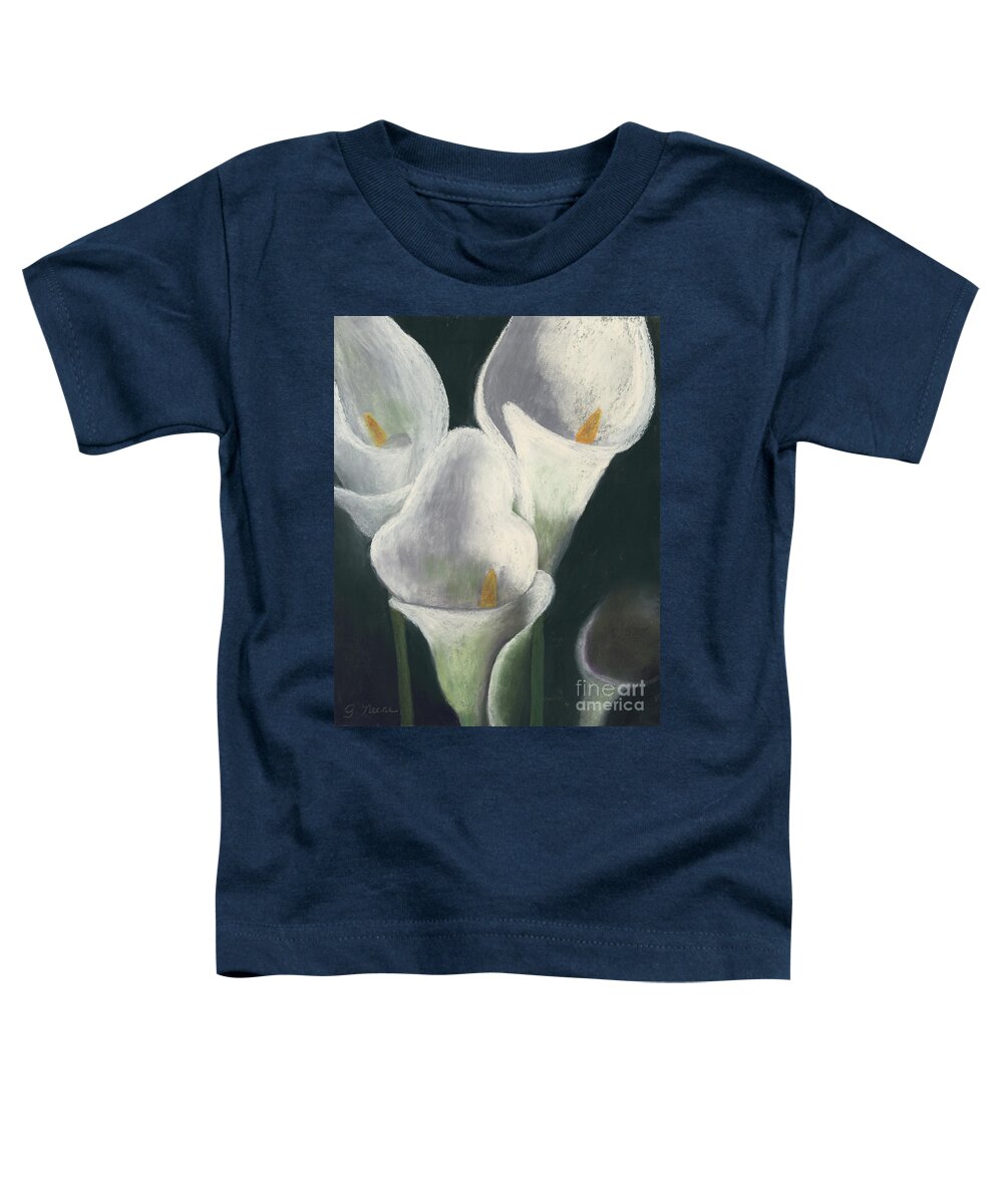 Calla Lilies Toddler T-Shirt featuring the pastel Calla Lilies Up Close by Ginny Neece