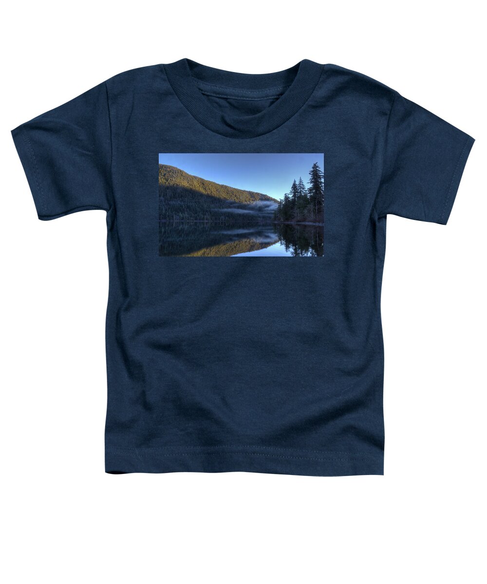 Lake Toddler T-Shirt featuring the photograph Morning Mist #1 by Randy Hall