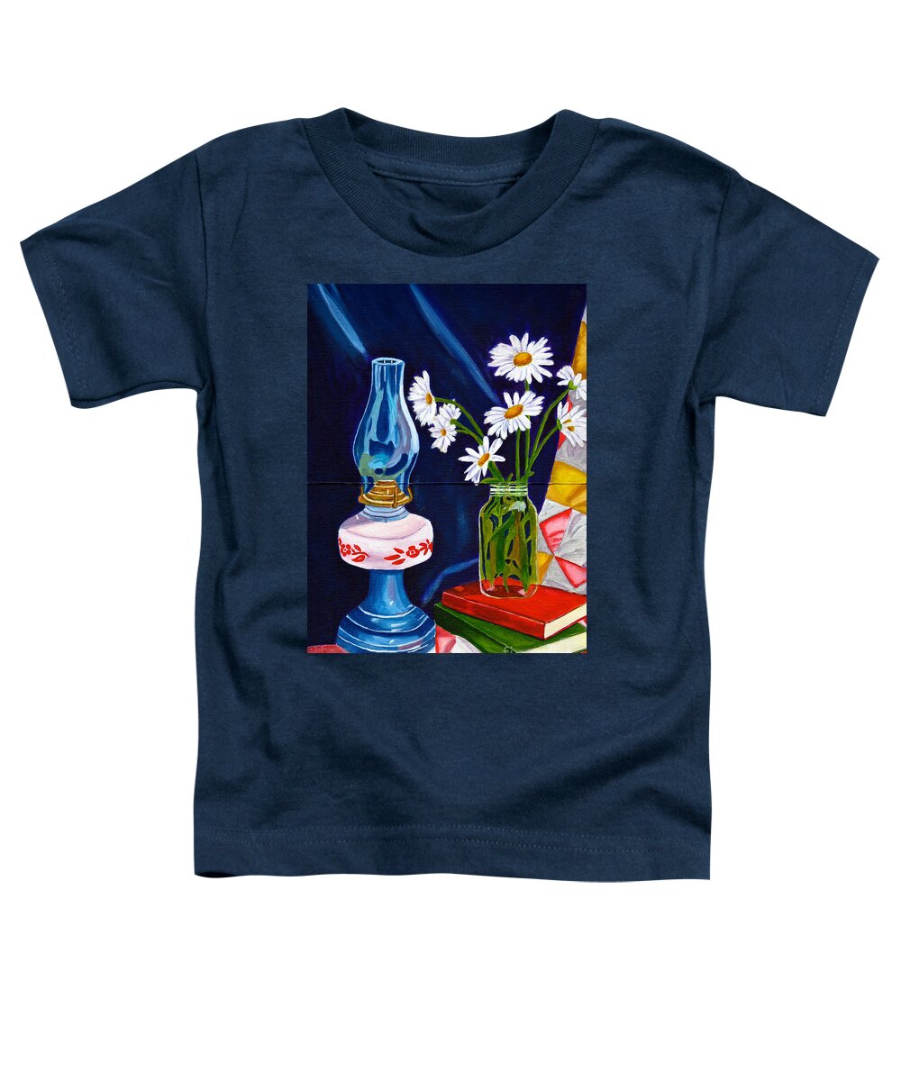 Lamp Toddler T-Shirt featuring the painting 2 Books and a Lamp by Laura Forde