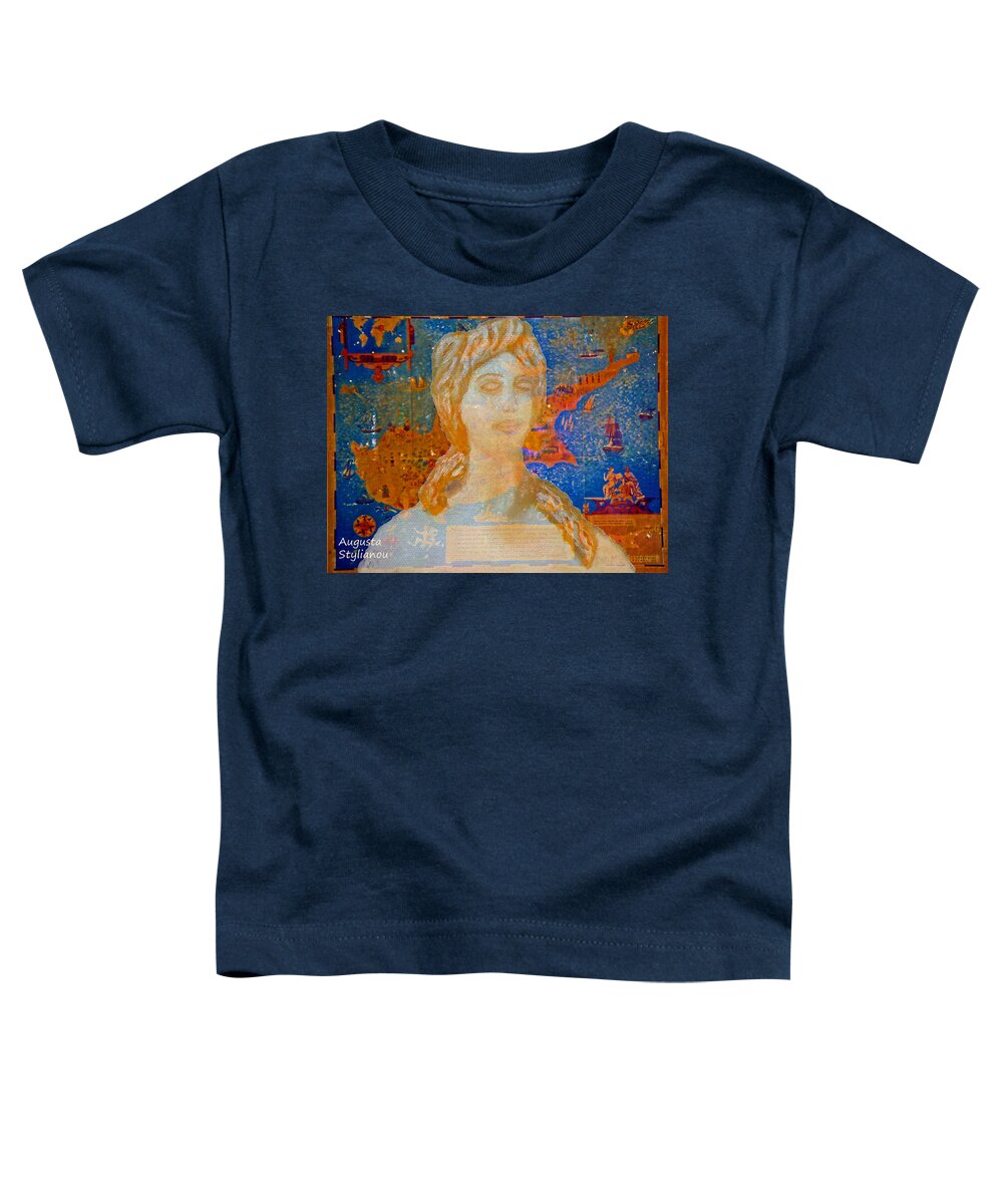 Augusta Stylianou Toddler T-Shirt featuring the digital art Ancient Cyprus Map and Aphrodite #29 by Augusta Stylianou