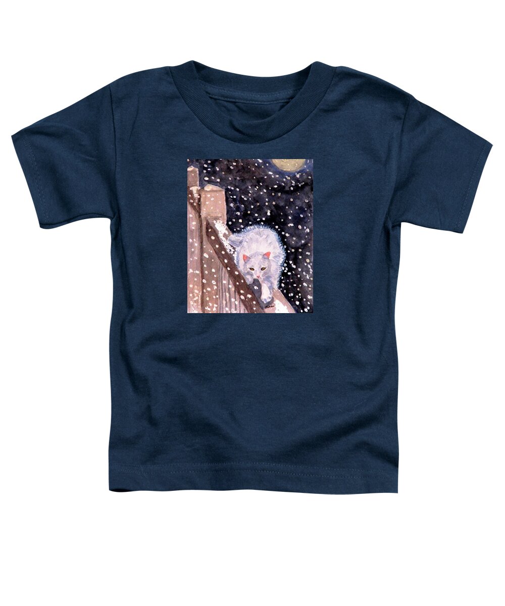 Cat Toddler T-Shirt featuring the painting A Silent Journey by Angela Davies