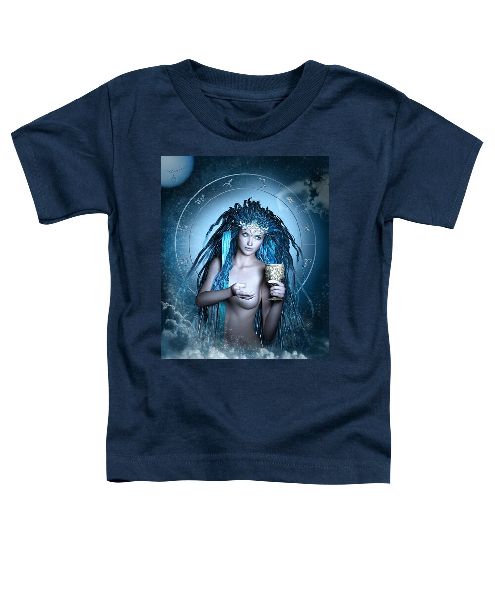 Stars Toddler T-Shirt featuring the digital art Aquarius Fantasy Zodiac by Britta Glodde
