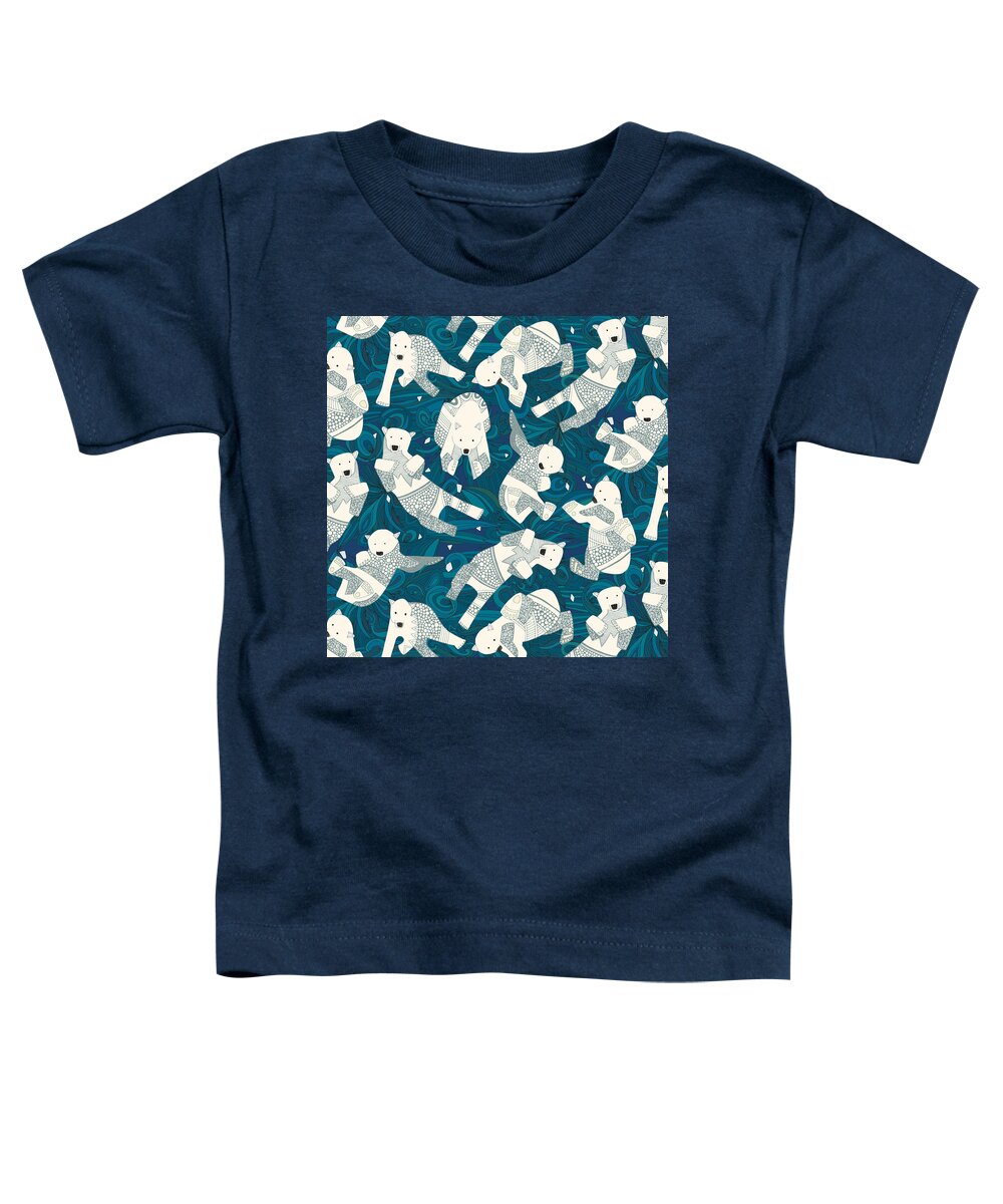 Polar Bears Toddler T-Shirt featuring the painting Arctic Polar Bears Blue by MGL Meiklejohn Graphics Licensing