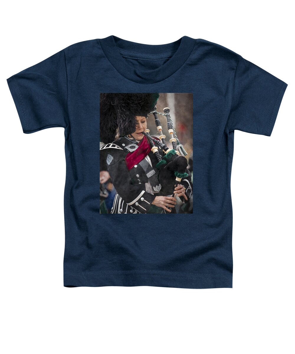 2014 Toddler T-Shirt featuring the photograph Bagpiper Irish lady by Eduard Moldoveanu