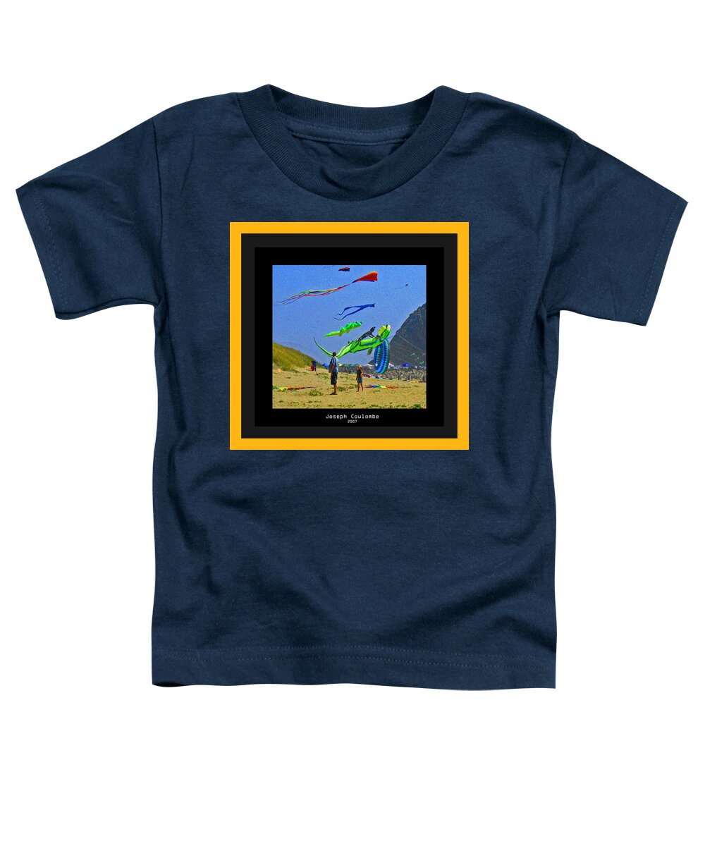 Beach Kids Toddler T-Shirt featuring the digital art Beach Kids 4 Kites by Joseph Coulombe