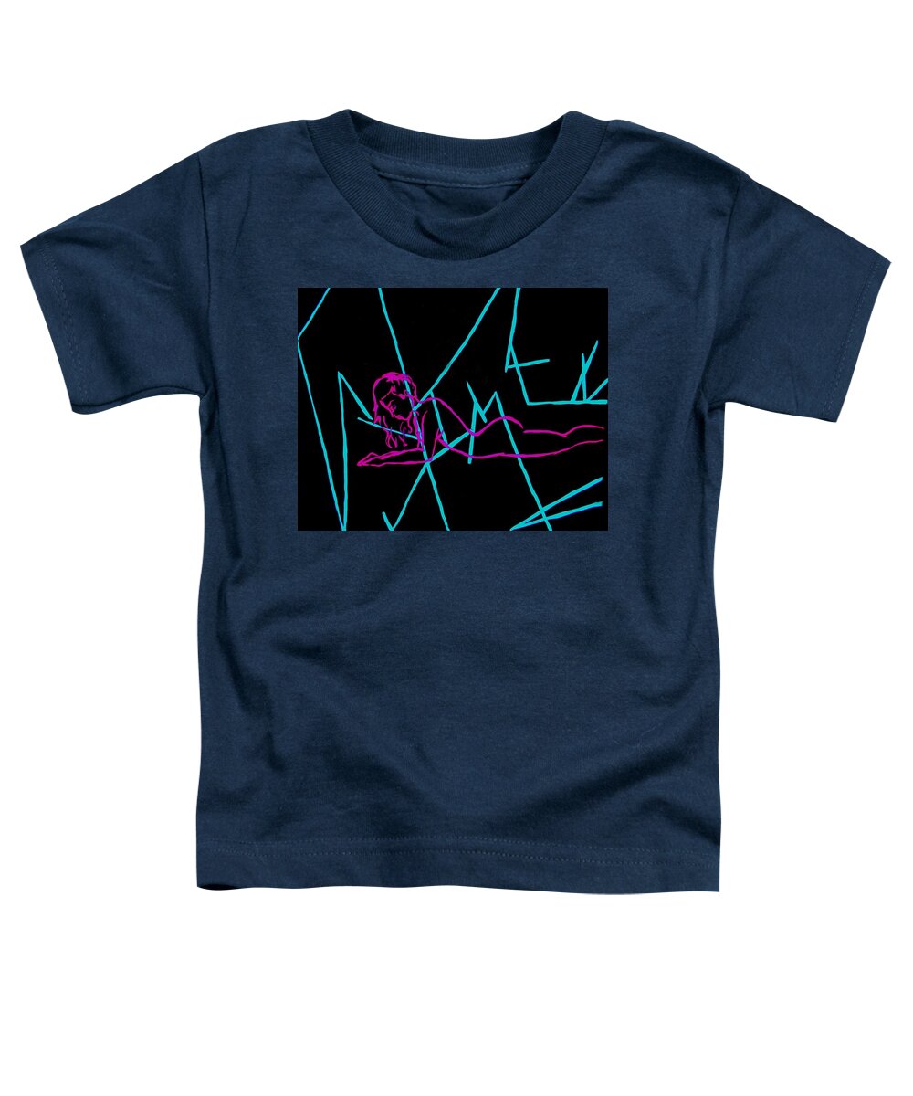 Neon Toddler T-Shirt featuring the painting Beautiful Lines Woman by Marisela Mungia