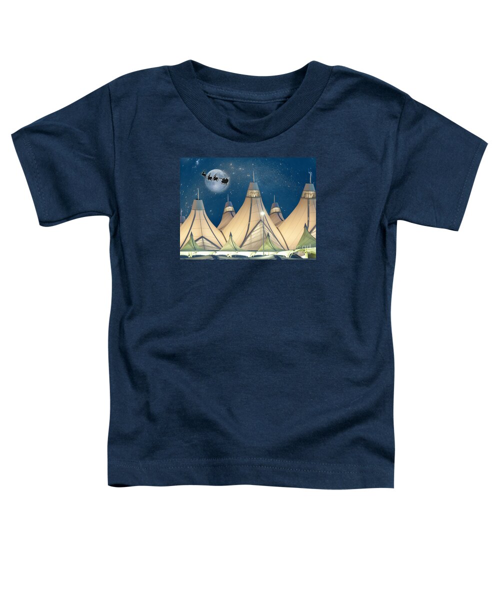 Airport Toddler T-Shirt featuring the photograph Christmas Night at Denver International Airport by Juli Scalzi