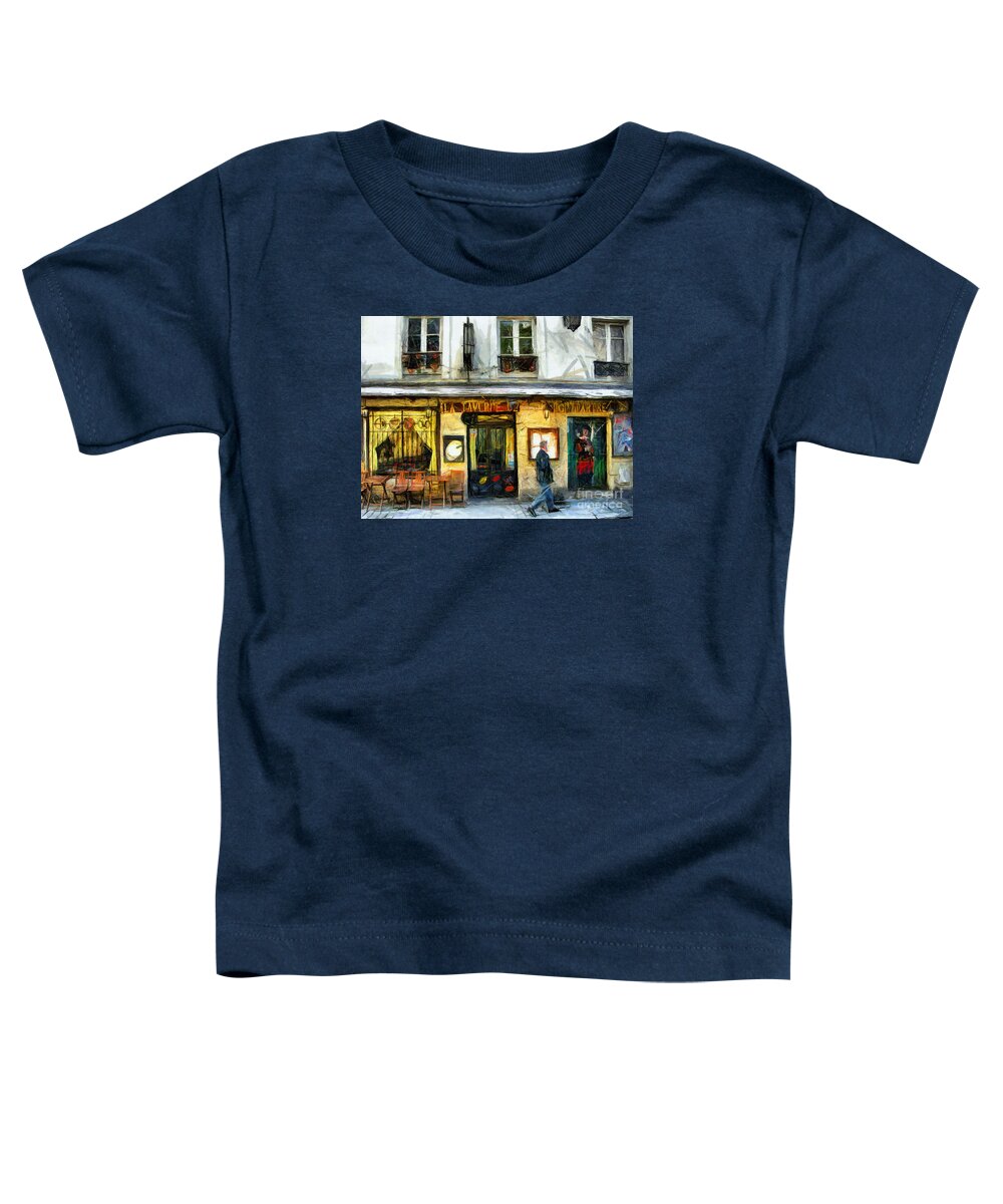 Coffee Shop Toddler T-Shirt featuring the pastel Coffee Shop Paris - Pastel by Daliana Pacuraru