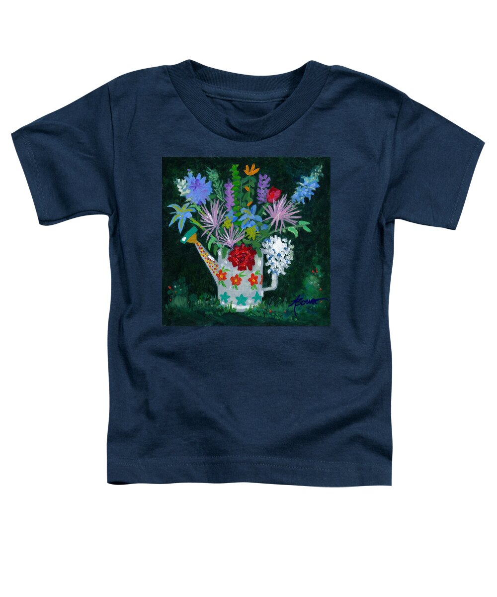 Flowers Toddler T-Shirt featuring the painting Double Duty by Adele Bower