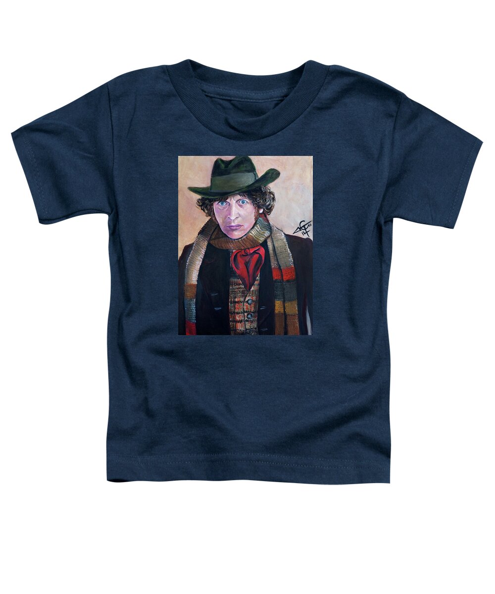 Tom Baker Toddler T-Shirt featuring the painting Dr Who #4 - Tom Baker by Tom Carlton