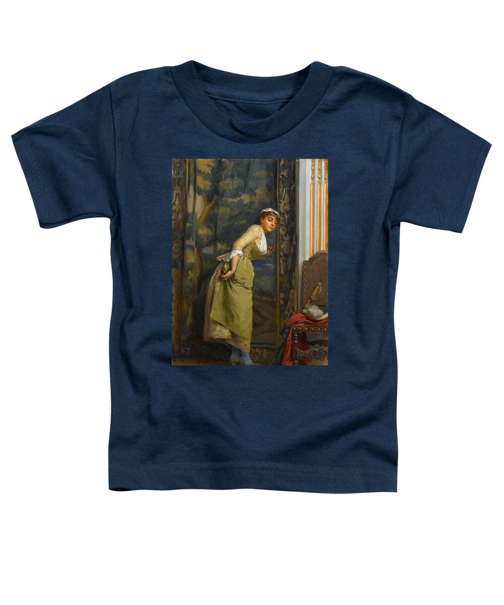 Theodoros Rallis Toddler T-Shirt featuring the painting Eavesdropping by Theodoros Rallis