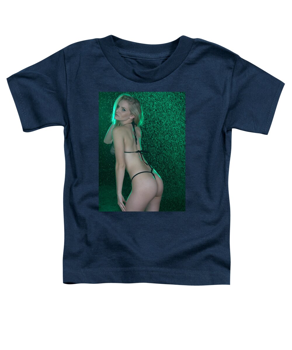 Emerald Droplets Pin Up Toddler T-Shirt featuring the digital art Emerald Spray by Pamela Smale Williams