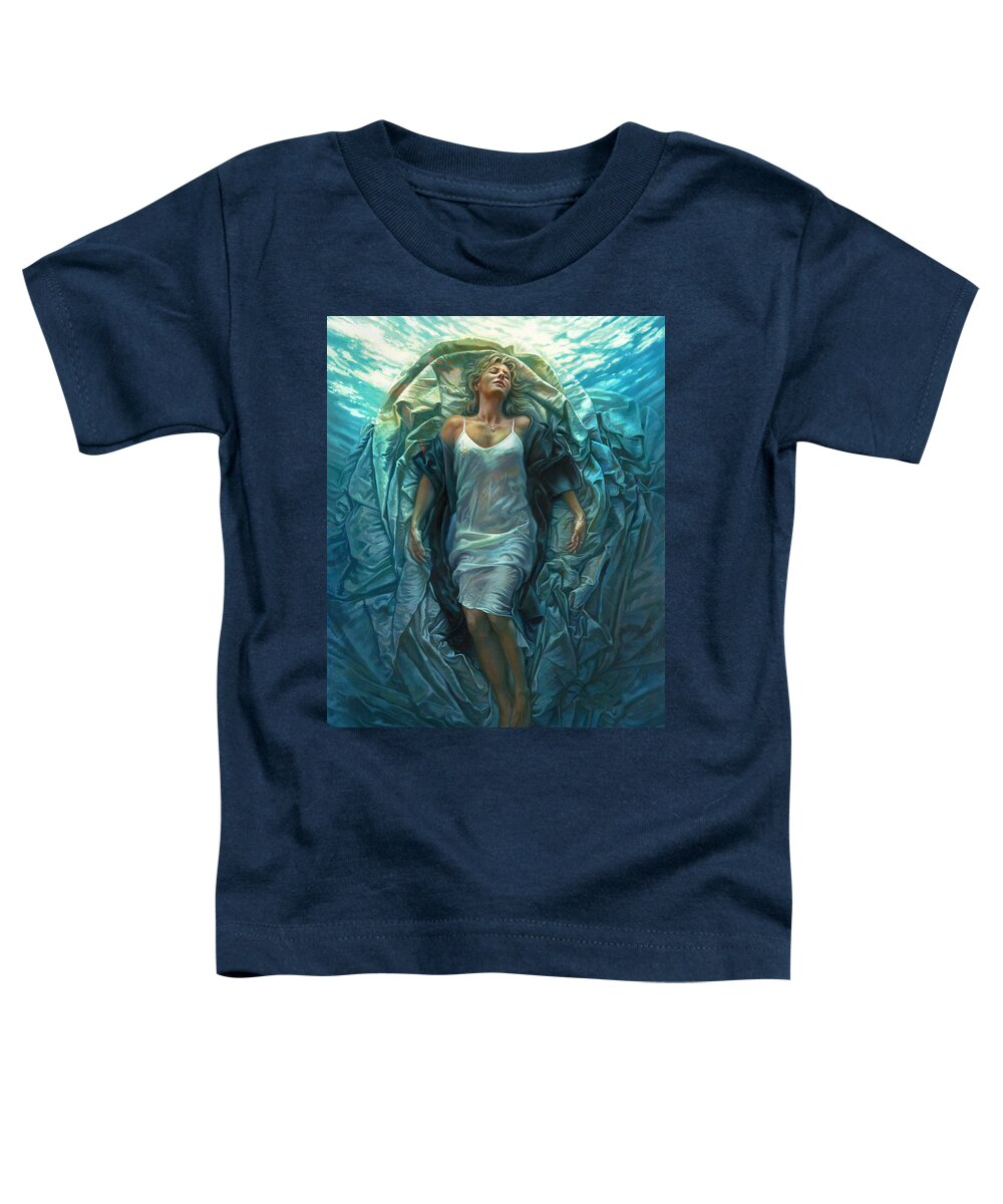 Female Toddler T-Shirt featuring the painting Emerge Lighter Version by Mia Tavonatti