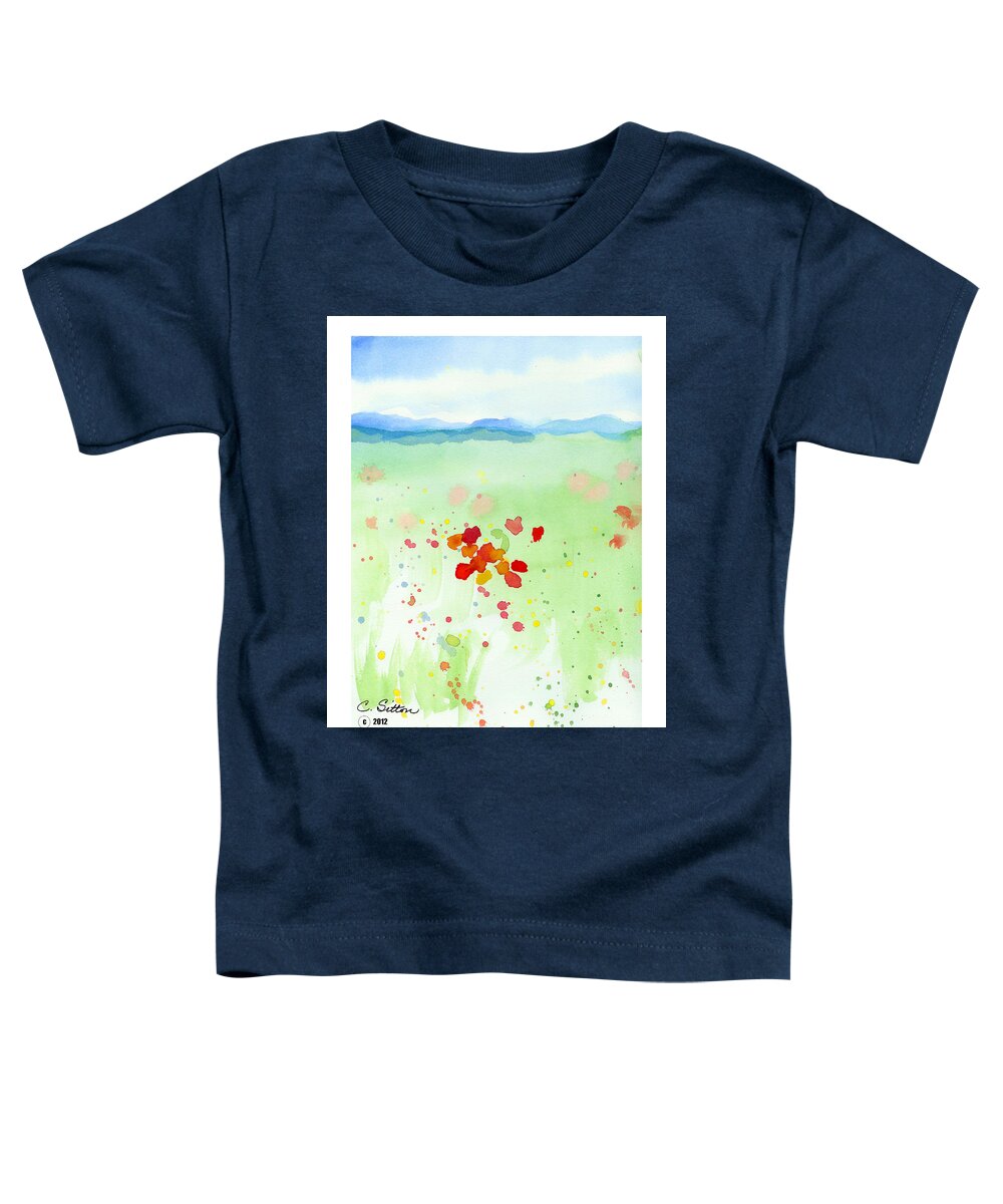 C Sitton Painting Paintings Toddler T-Shirt featuring the painting Field of Flowers 2 by C Sitton