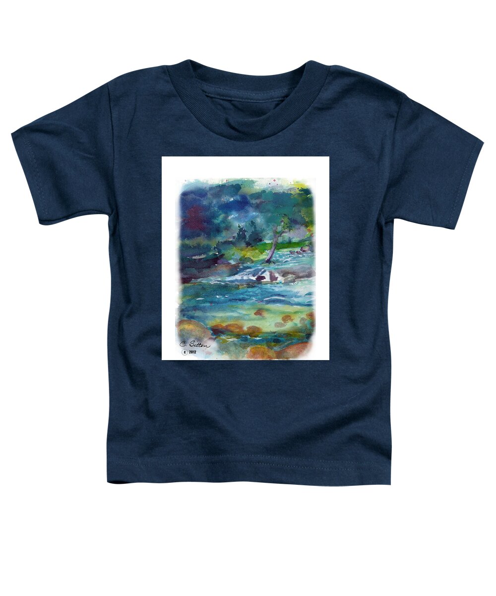 C Sitton Painting Paintings Toddler T-Shirt featuring the painting Fishin' Hole 2 by C Sitton