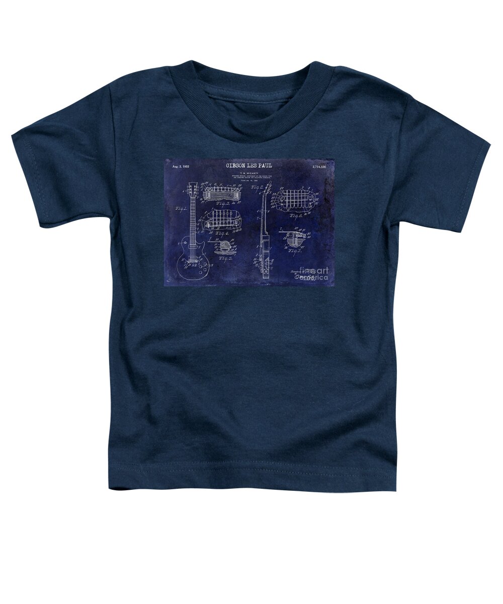 Gibson Toddler T-Shirt featuring the photograph Gibson Les Paul Patent Drawing Blue by Jon Neidert
