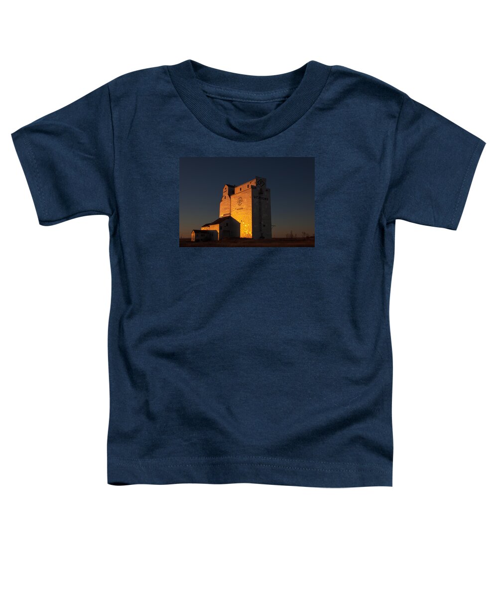 Grain Toddler T-Shirt featuring the photograph Sunset Grain Elevator at Meadows by Steve Boyko