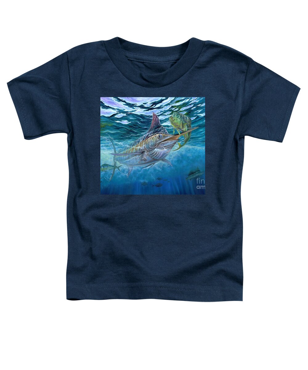 Blue Marlin Toddler T-Shirt featuring the painting Great Blue And Mahi Mahi Underwater by Terry Fox