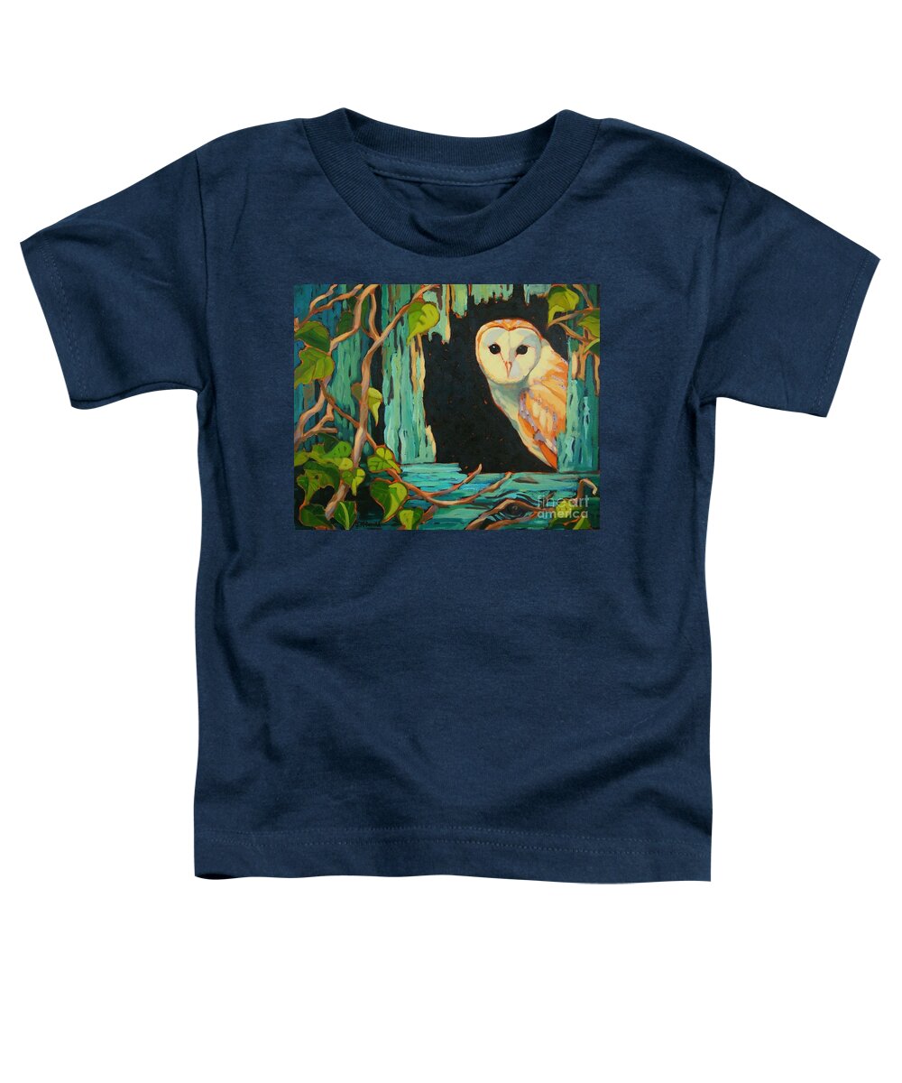 Owl Toddler T-Shirt featuring the painting I See You by Janet McDonald