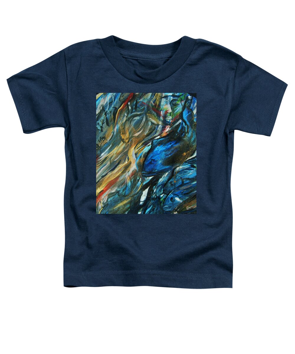 Fish Toddler T-Shirt featuring the painting Into the blue by Dawn Fisher