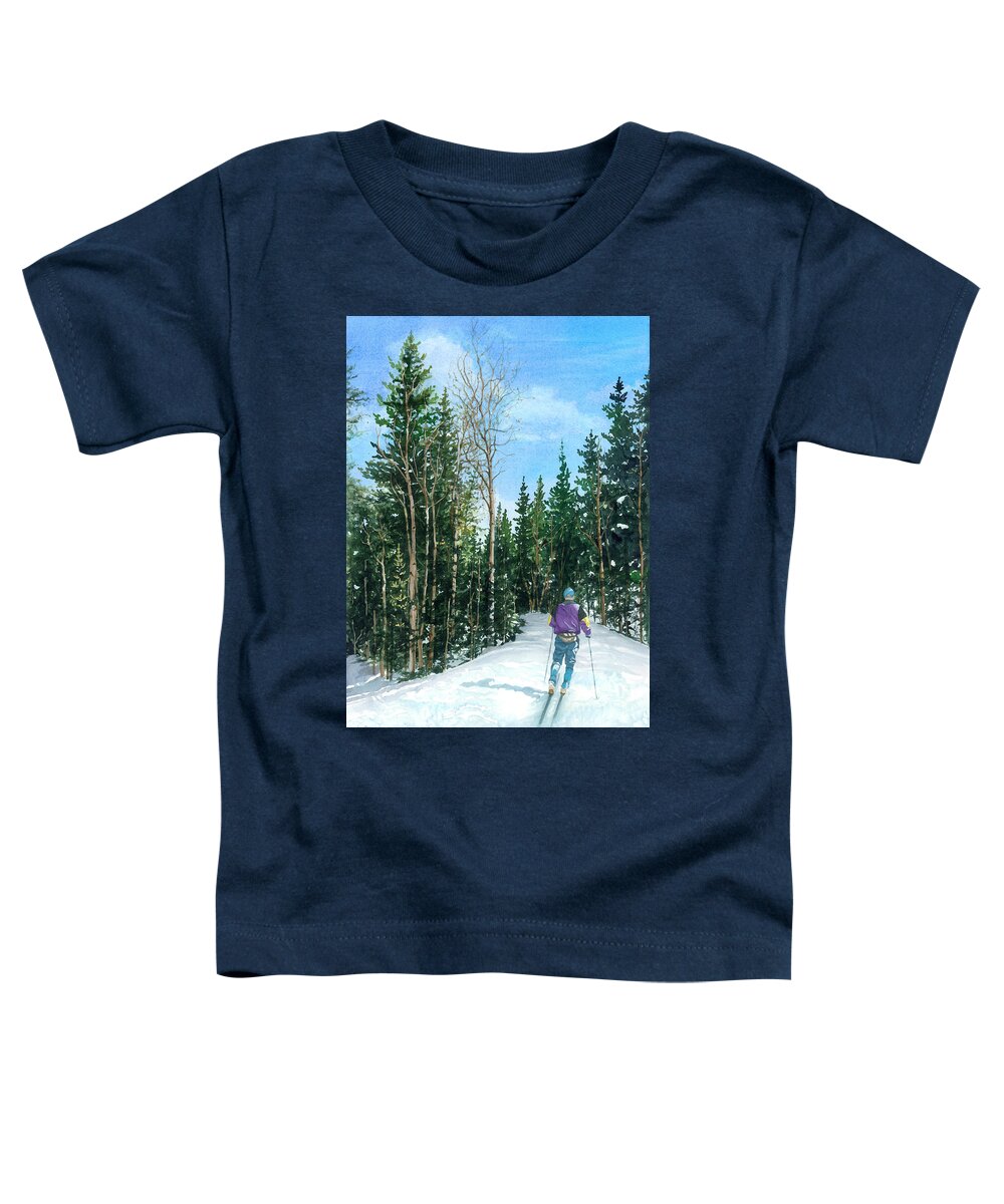 Cross Country Skiing Toddler T-Shirt featuring the painting Into the Woods by Barbara Jewell