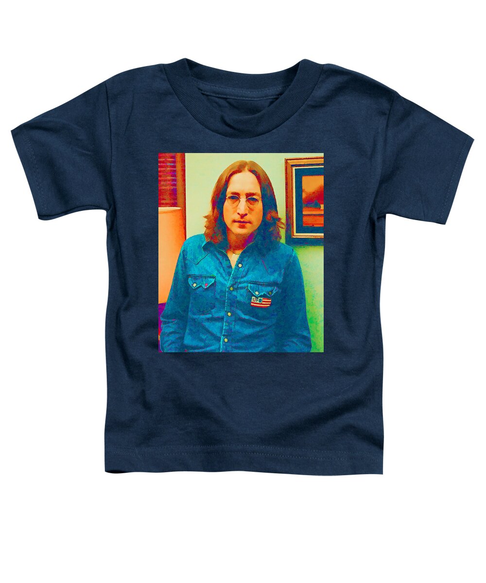 John Lennon Toddler T-Shirt featuring the digital art John Lennon 1975 by William Jobes