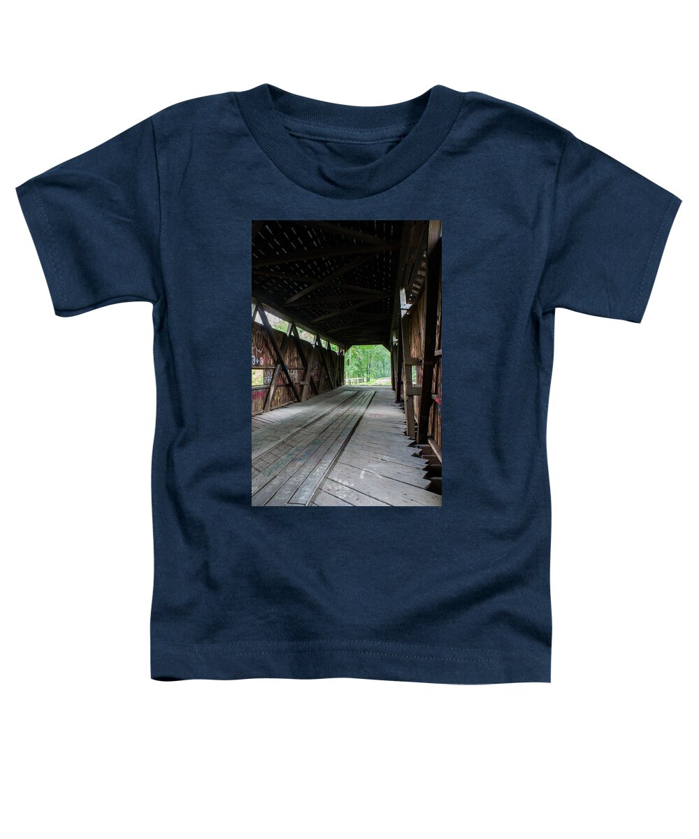 Covered Toddler T-Shirt featuring the photograph Kidd's Mill Covered Bridge by Weir Here And There