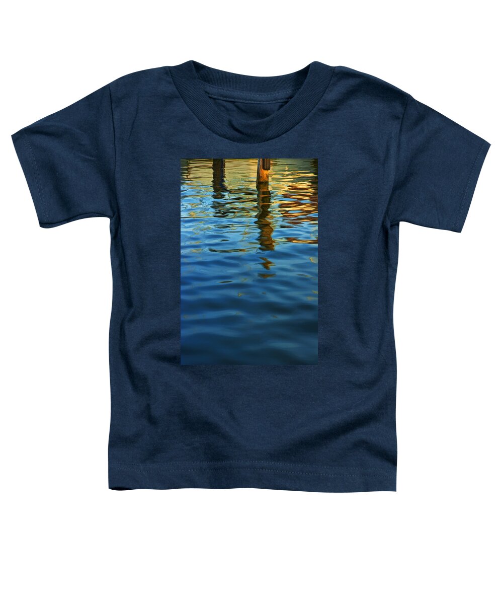 Reflections Toddler T-Shirt featuring the photograph Light Reflections on the Water by a Dock at Aransas Pass by Randall Nyhof