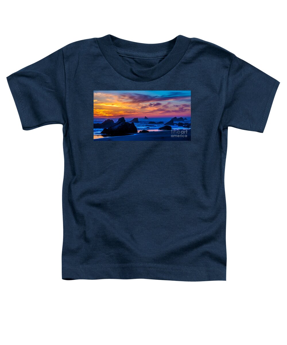 Ocean Sunset Toddler T-Shirt featuring the photograph Magical Sunset - Harris Beach - Oregon by Gary Whitton